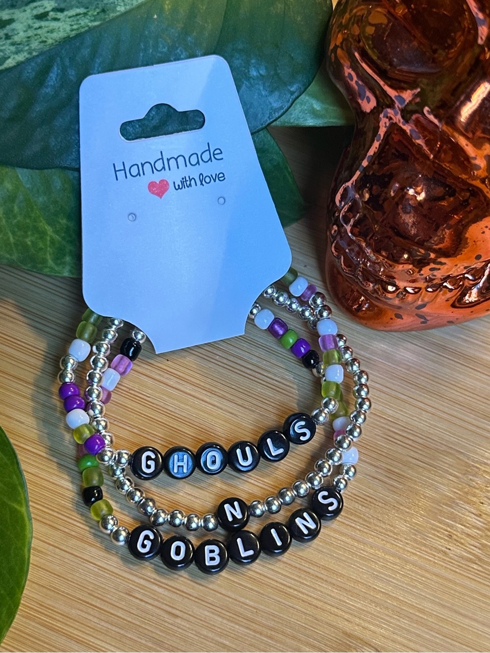 👻Ghouls & Goblins 3-PC Stretchy Beaded Bracelet Set | Handmade |Halloween Stack